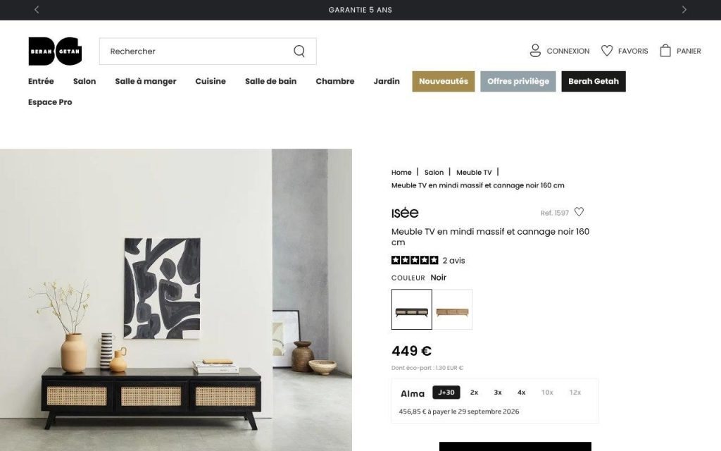 Meuble TV en mindi massif
