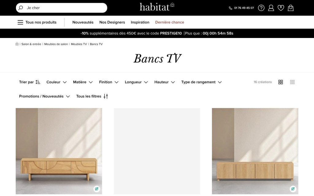 Meuble TV mural finition bois foncé