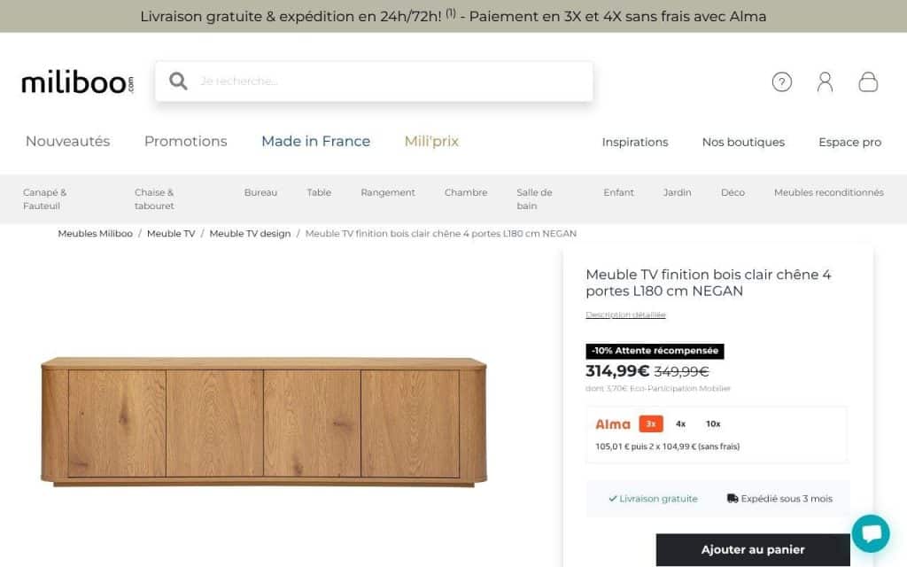 Meuble TV suspendu en bois de teck