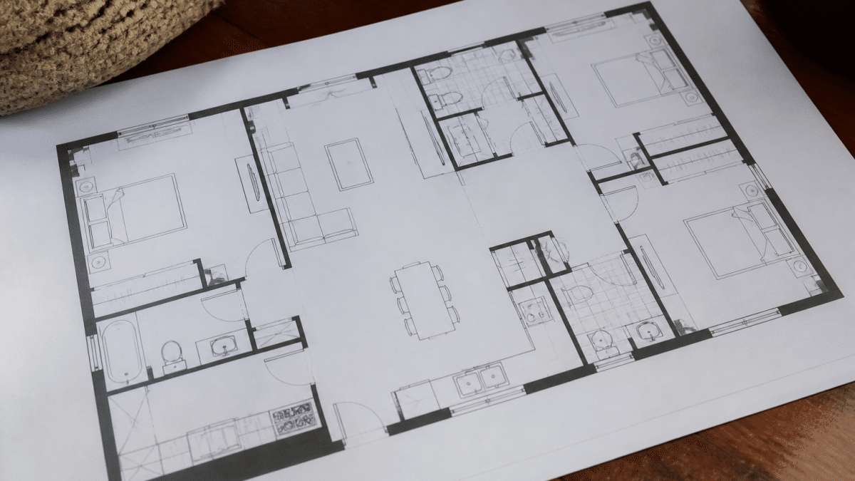 Plan d'etage detaille maison quatre chambres cent vingt metres carres