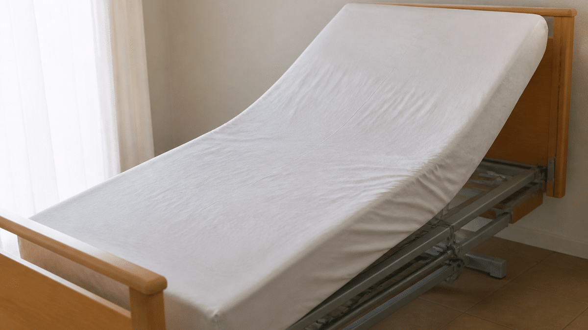 Housse de protection blanche recouvrant matelas lit electrique