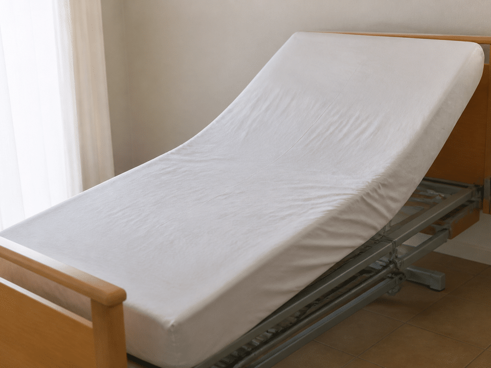 Housse de protection blanche recouvrant matelas lit electrique